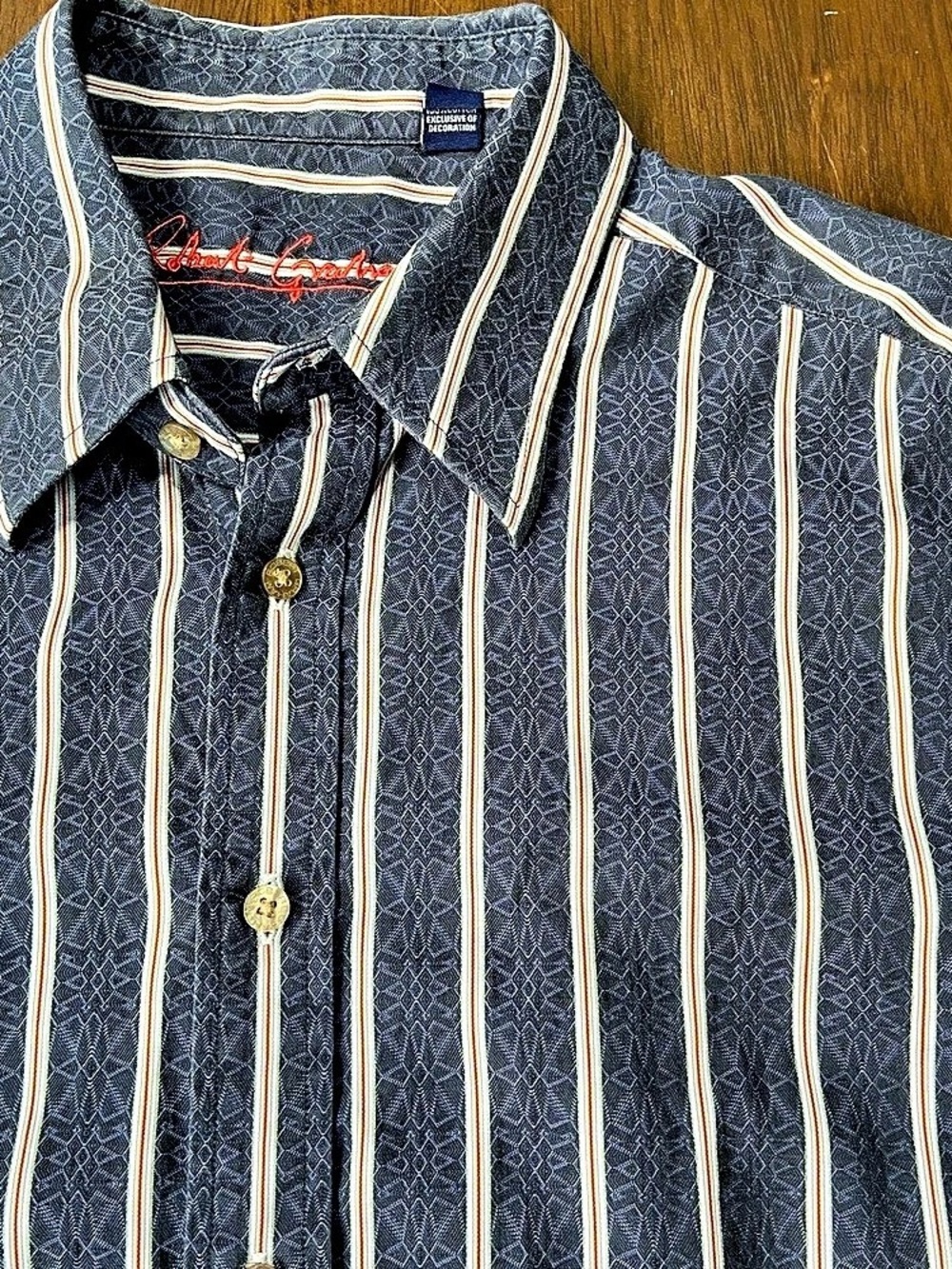 Robert Graham Shirt Mens Large L Blue Striped Long Sleeve Button Down Cotton